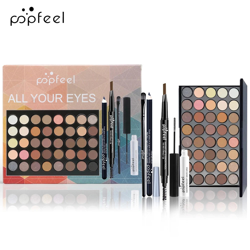 35-Shade Eye Makeup Gift Set | Eyeliner, Mascara & Brow Pencil Included
