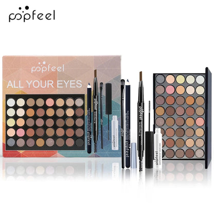 35-Shade Eye Makeup Gift Set | Eyeliner, Mascara & Brow Pencil Included