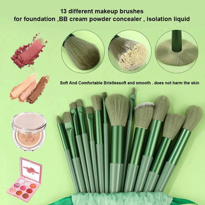 13-Piece Professional Makeup Brush Set with Drawstring Storage Bag