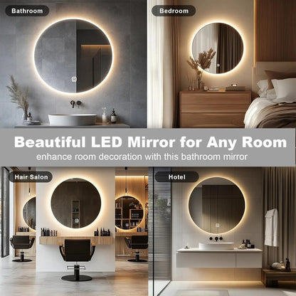 50cm LED Backlit Round Bathroom Mirror — Dimmable Wall Mirror