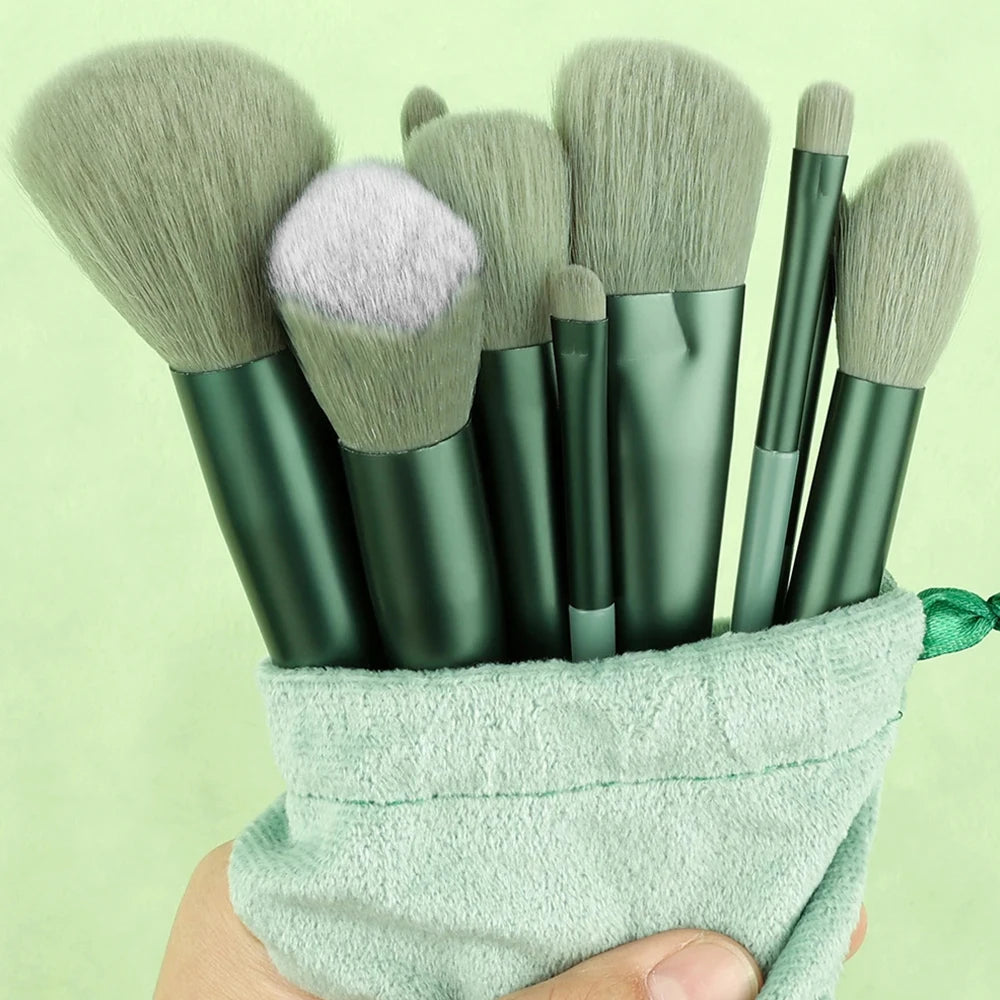 13-Piece Professional Makeup Brush Set with Drawstring Storage Bag