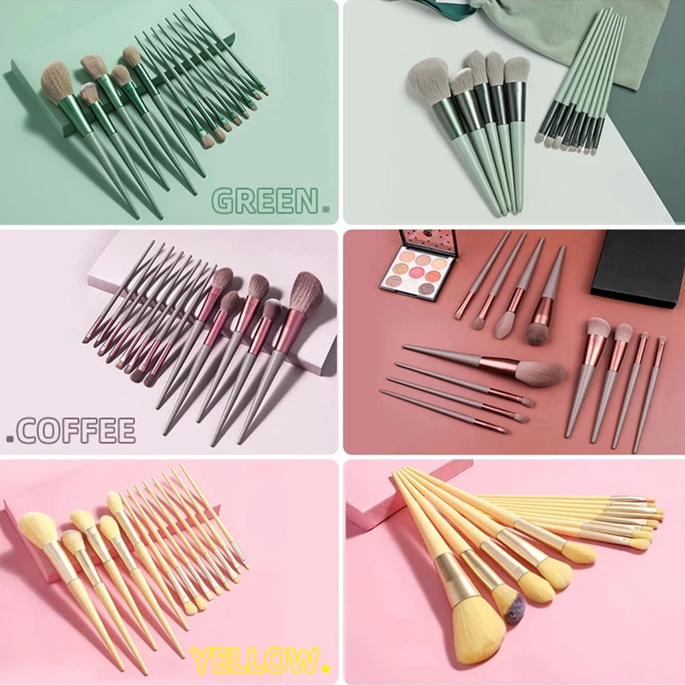 13-Piece Professional Makeup Brush Set with Drawstring Storage Bag