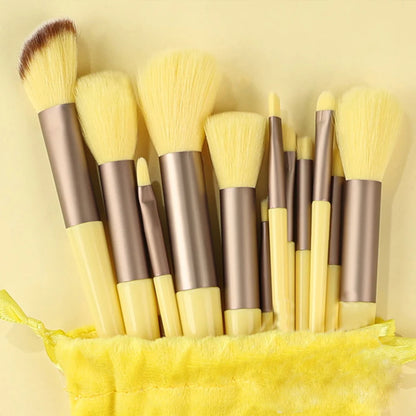 13-Piece Professional Makeup Brush Set with Drawstring Storage Bag