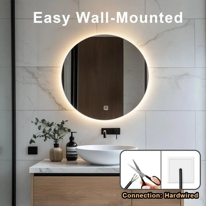 50cm LED Backlit Round Bathroom Mirror — Dimmable Wall Mirror