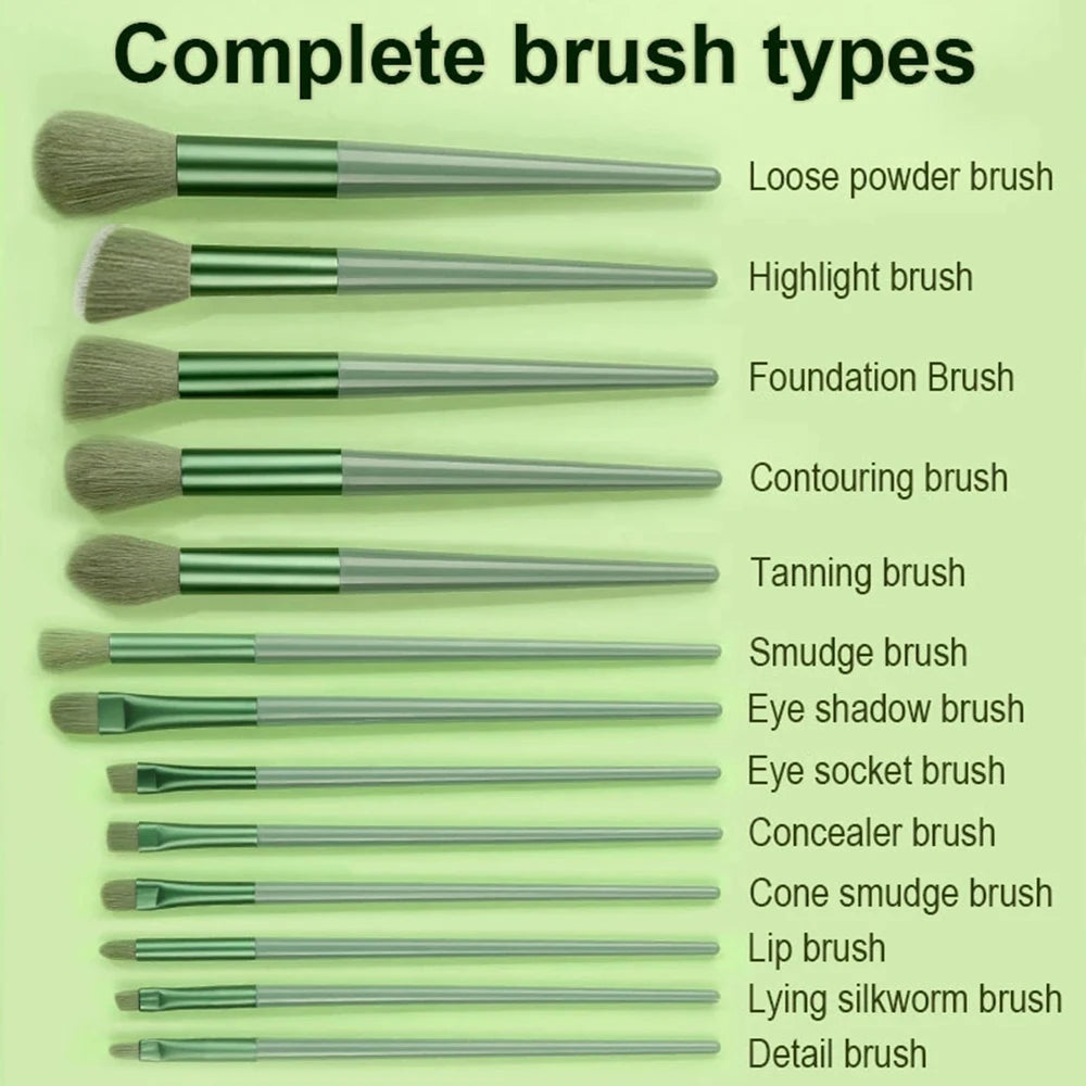 13-Piece Professional Makeup Brush Set with Drawstring Storage Bag