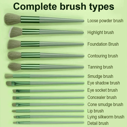 13-Piece Professional Makeup Brush Set with Drawstring Storage Bag