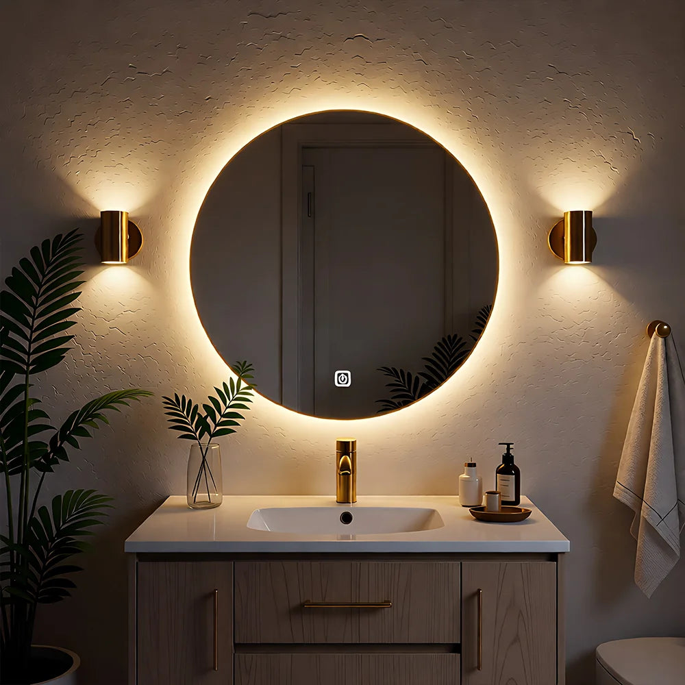 50cm LED Backlit Round Bathroom Mirror — Dimmable Wall Mirror